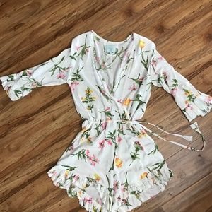 White flowery romper